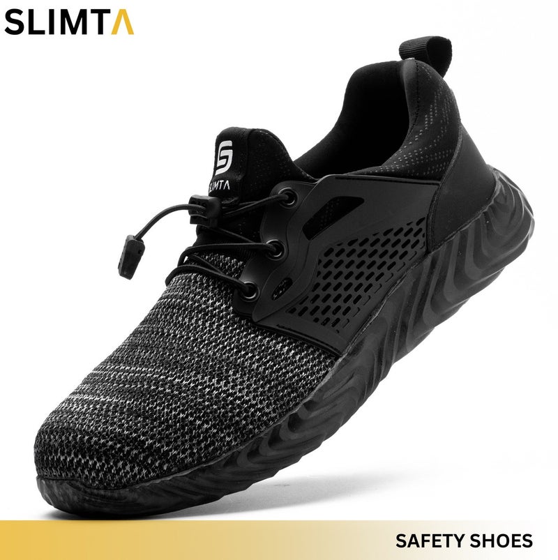 SLIMTA Men Women Safety Shoes Non-Slip Steel Toe Cap Trainers Mesh Breathable Lightweight Comfortable Puncture Proof Industrial Shoes - Image 1